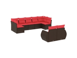 Maison Exclusive - Conjunto De Sofá De Jardín De 9 Piezas Con Cojines, De Poliratán Marrón