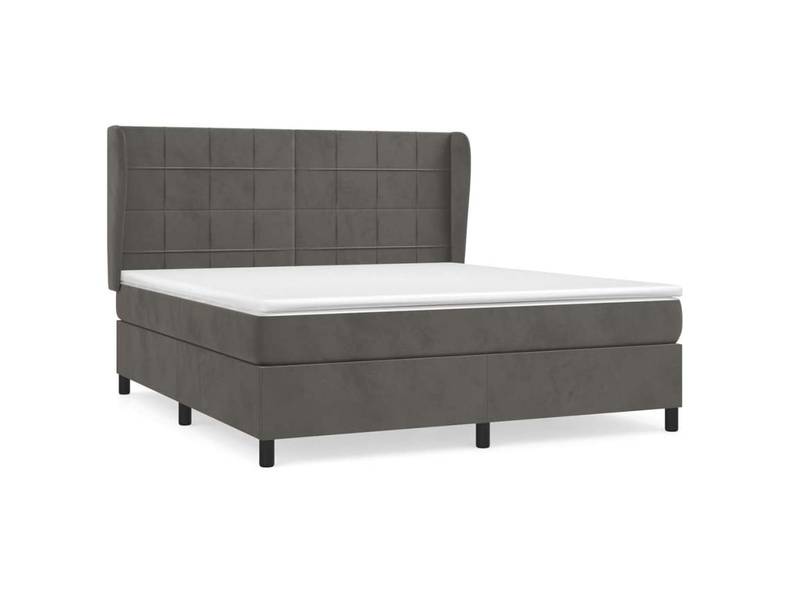 Maison Exclusive - Cama Box Spring Con Colchón Terciopelo Gris Oscuro 160x200 Cm