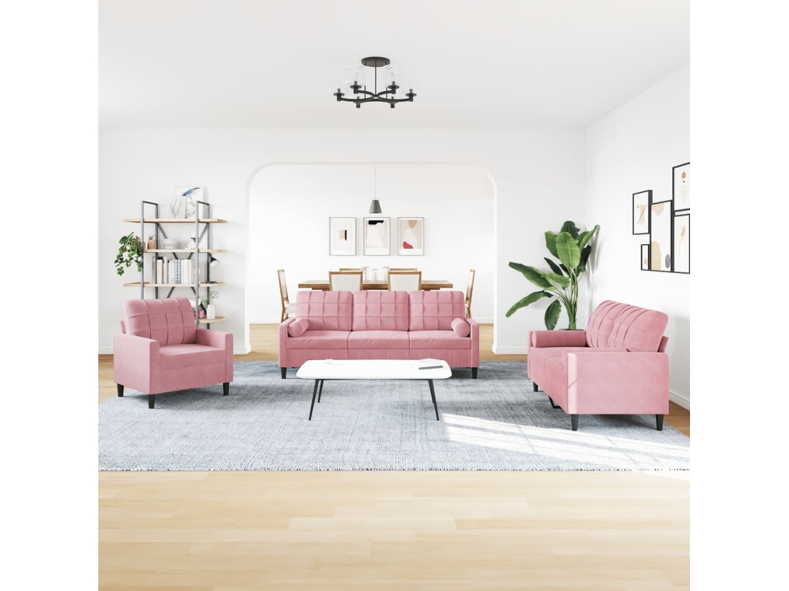 Juego De Sofás Con Cojines 4 Piezas Terciopelo Rosa