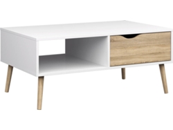 Mesa TVILUM Delta 75384 49Ak (Blanco - Tampo: Madera - Piernas: Madera - 43.3x98.7x60.2cm)
