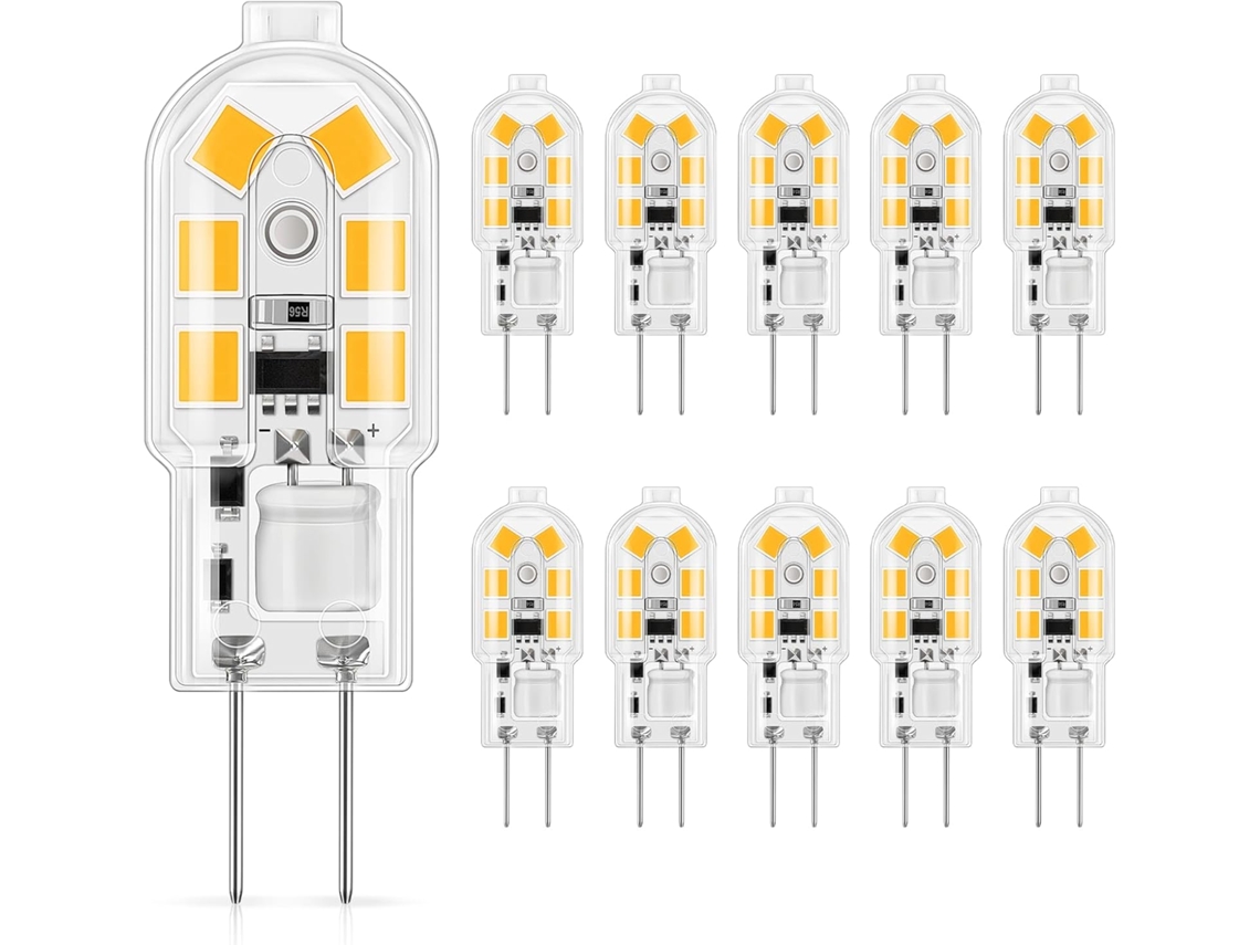 Pacote Com 10 Lâmpadas Led G4, 12v, Luz Branca Quente
