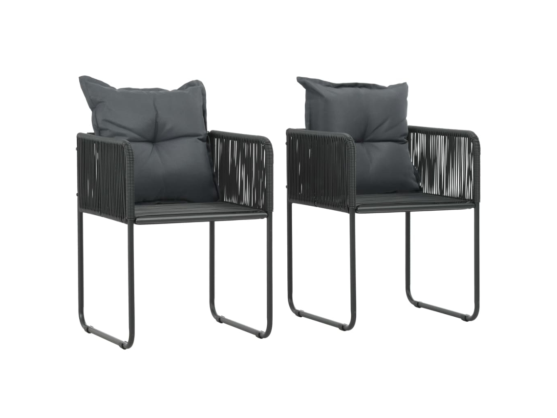 Sillas de exterior DKD Home Decor de dos piezas con cojines de mimbre de polietileno negro