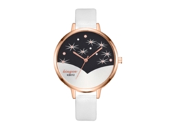 Reloj De Pulsera De Cuarzo Para Mujer Con Correa De Piel Sintética, Estilo Sencillo Y Esfera Redonda Blanca.