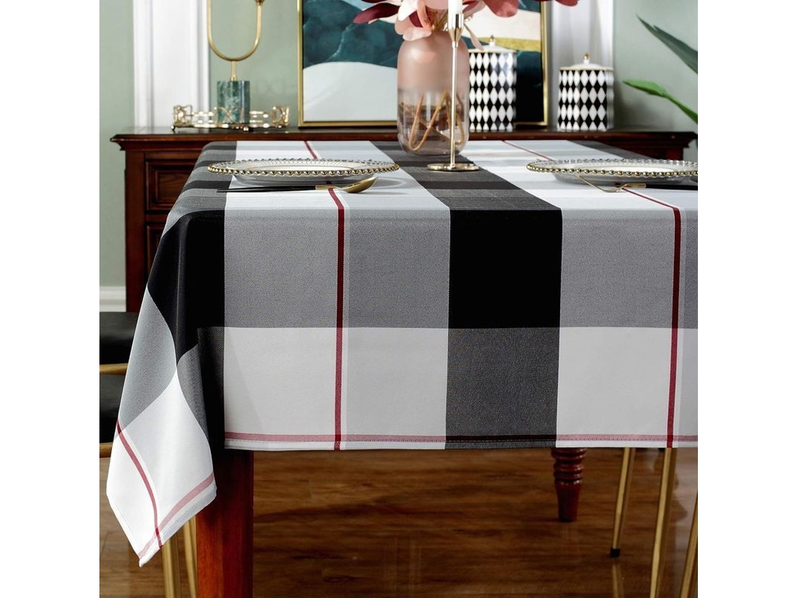 2026-mantel Rectangular De Polyester Estampado Cuadros Antimanchas Antiarrugas Resistente 52x70" Gris