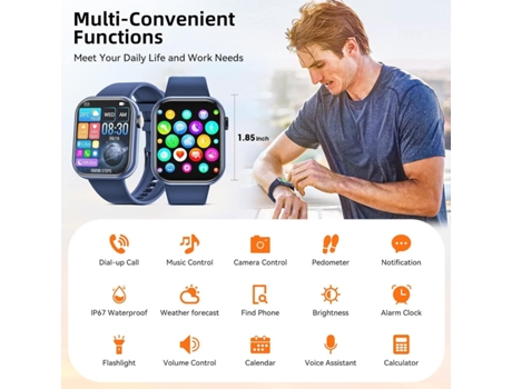 Smartwatch CHRONUS G20 1.85 Pulgadas Llamadas y Rastreador de Fitness Blanco Invierno