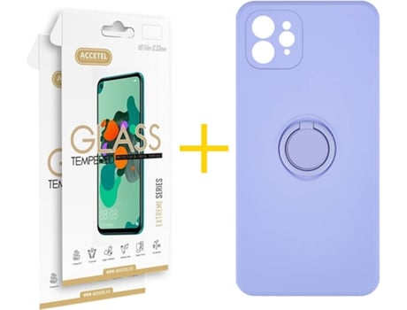Carcasa + 2 Protectores de Pantalla para iPhone 12 Pro ACCETEL Morado Lila