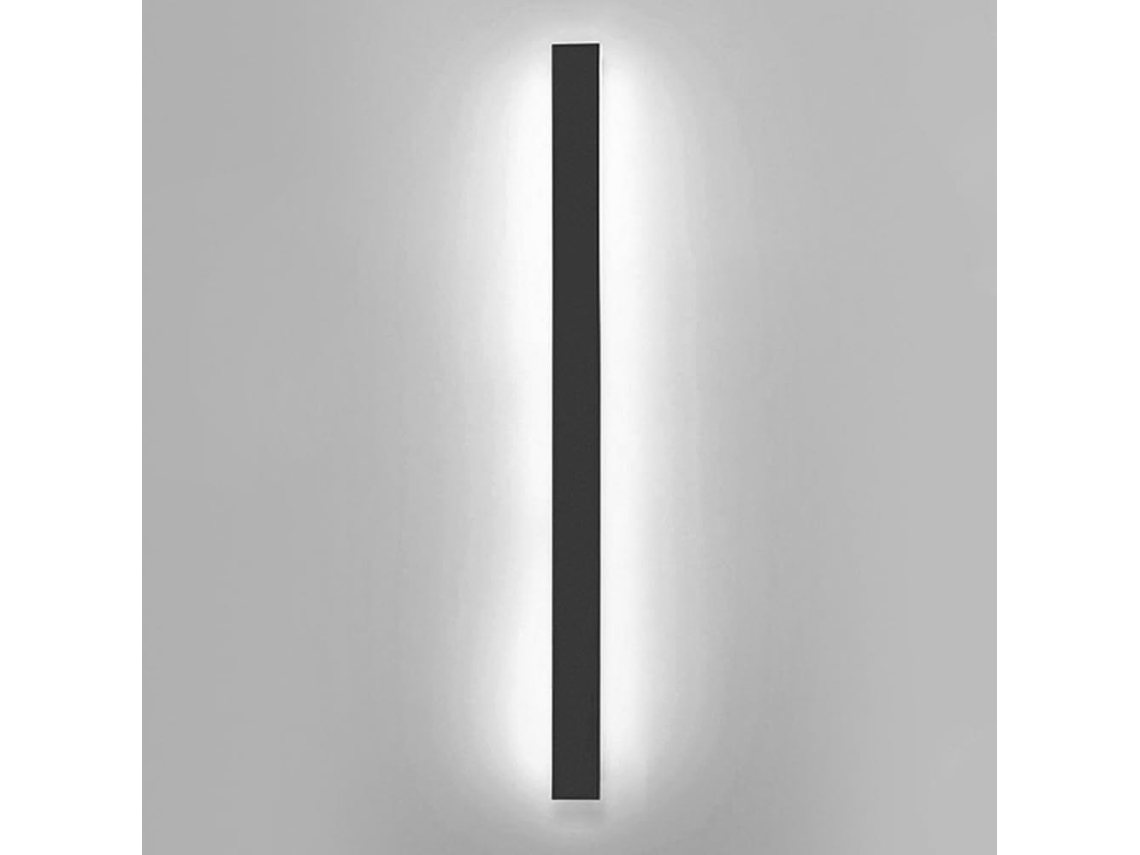 Aplique Mural De Metal Negra Hermético Ip65 Ultra-delgado Led Exterior