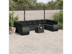 Conjunto de sofás de jardín de 11 piezas DKD Home Decor con cojines de mimbre negros