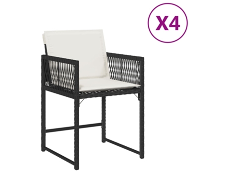 Conjunto 4 Silla De Jardín VIDAXL Negro Poli Ratán