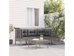 Conjunto de jardín de 5 piezas DKD Home Decor con cojines de mimbre gris