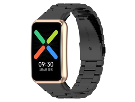 Correa de acero inoxidable 3 cuentas para Oppo Watch Free - negro