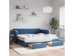 Sofá Cama Nido Con Cajones Terciopelo Azul 100x200 Cm