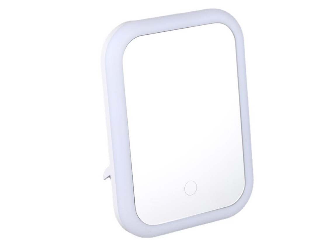Espejo de maquillaje LED con pantalla táctil, portátil, plegable y con luz regulable. MDUG (blanco)