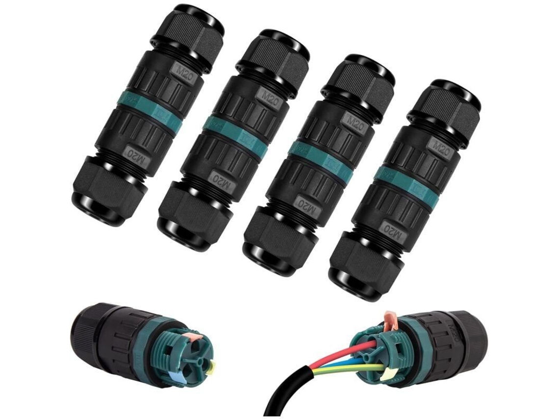 Caja De Conexiones Impermeable Ip68 - Paquete De 4 Conectores Eléctricos Externos De 2 Vías Para Cables De Tierra De Ø9-12 Mm