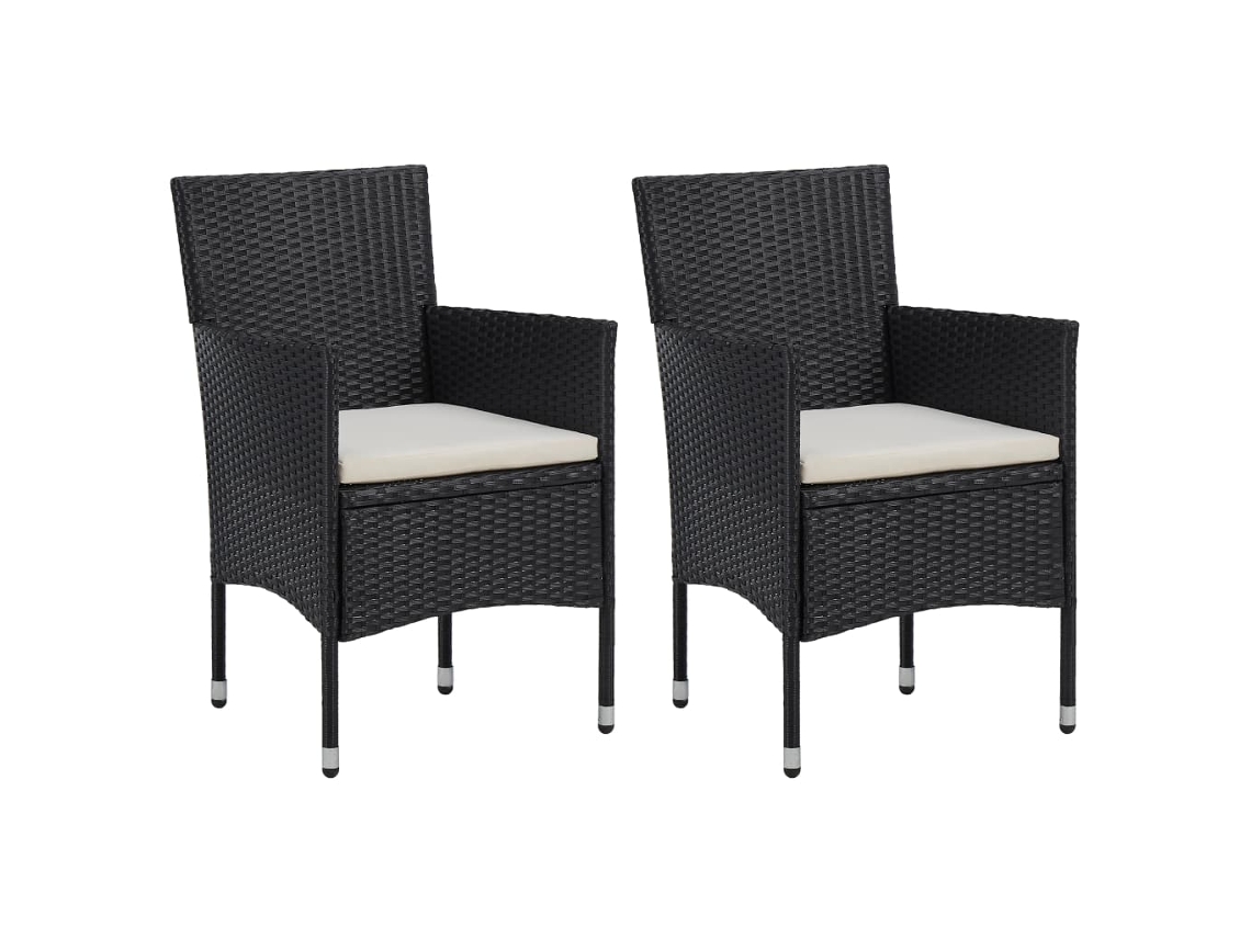 Sillas de comedor de jardín de dos piezas DKD Home Decor en mimbre sintético negro
