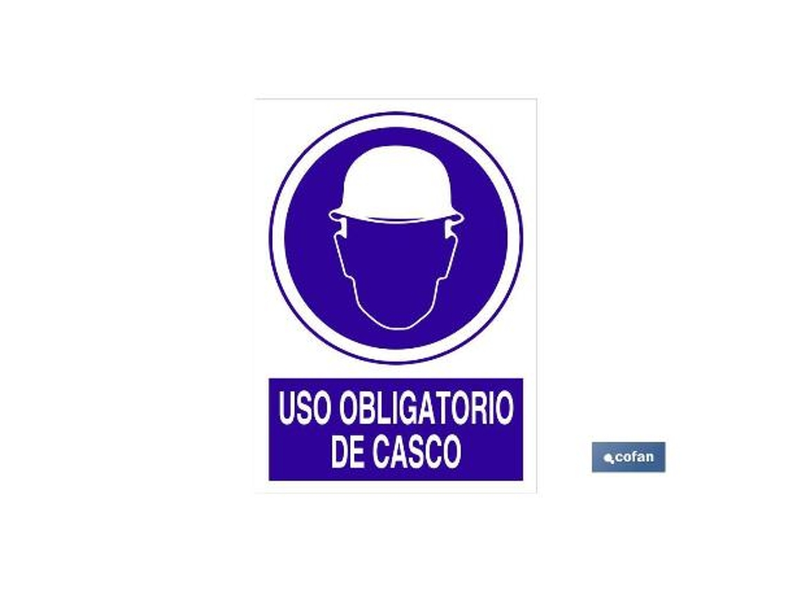 Señal adhesiva 148x105mm uso obligatorio de casco