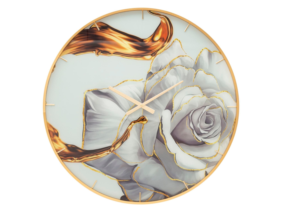 Reloj De Pared Rosa De Cristal Cm Ø 80x5 Unico / Multicolor