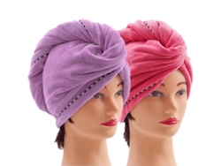 Toallas Para El Cabello Para Mujer paquete De 2 Turbante Antiencrespamiento De Secado Rápido Con Botón Para Cabello Largo, Grueso Y Corto