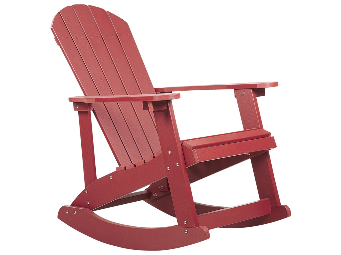 Silla mecedora BELIANI Adirondack de Madera plástica Rojo 76x94x100