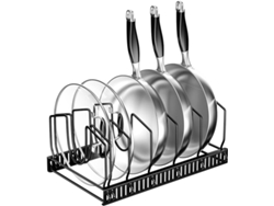 Organizador de tapas - Almacenamiento con 7 compartimentos ajustables - Antiadherente - (negro)