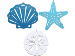 Conjunto de 3 adornos de pared para el hogar con temática de conchas, estrellas de mar, océano y costa.