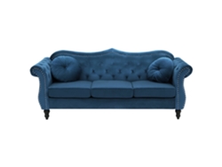 Sofá de 3 plazas BELIANI Skien de Terciopelo Azul 200x83x91