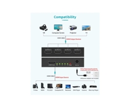 Divisor HDMI 4K Divisor HDMI 1 entrada 4 salidas Compatible con 3D 4K 1080P Divisor HDMI Solo pantalla duplicada/espejo Divisor HDMI 1X4 Compatible YIZHOOD