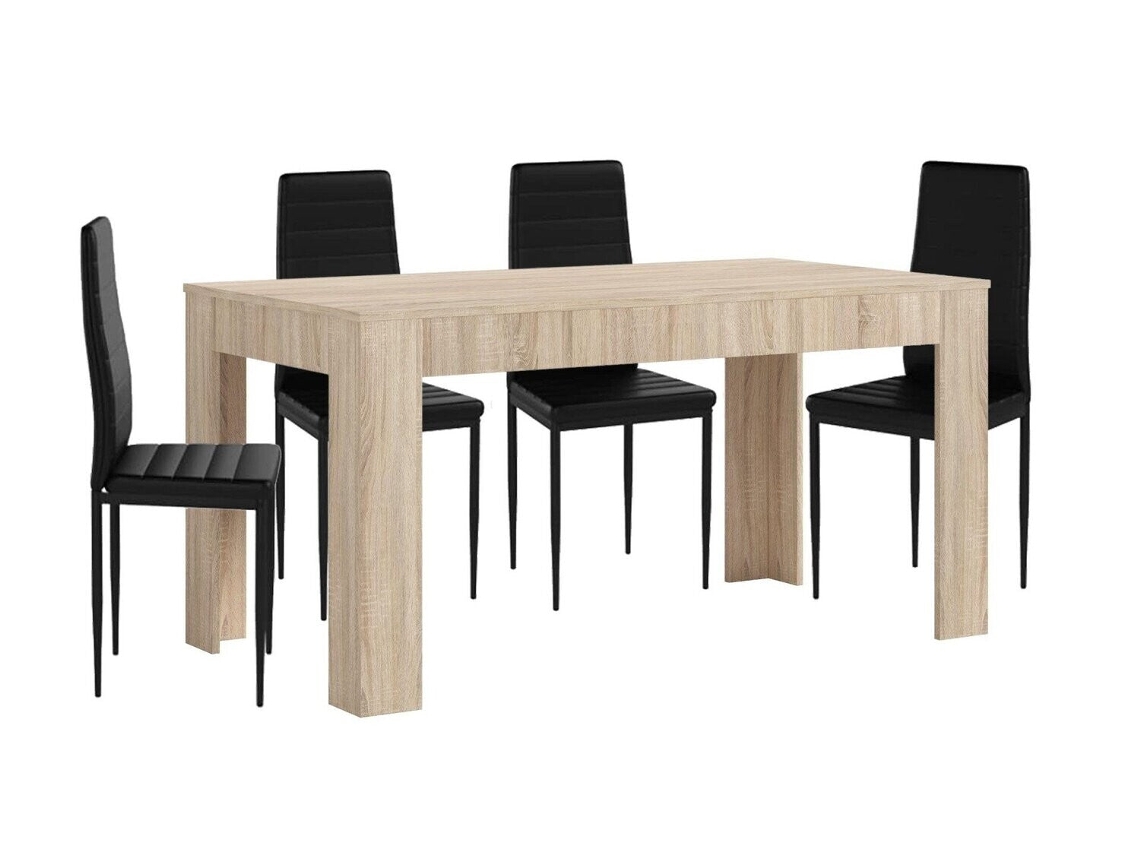 Mesa Extensible de Comedor o Cocina Cambria 4 Sillas en Polipiel/metal Negro SALDOSYSTOCKS