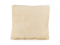 Relaxdays Juego 2 Cojines Pelo Sintético, Con Relleno, Funda Removible Peluche, Decorativo, 35x40 Cm, Crema