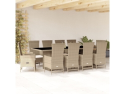 Juego de comedor de jardín de 11 piezas con cojines de mimbre beige de DKD Home Decor