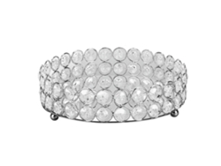 Bandeja De Maquillaje Cristal Redonda De 8 Pulgadas Con Espejo Estructura Metálica Soldada Para Cosméticos Joyería Perfumes Plata