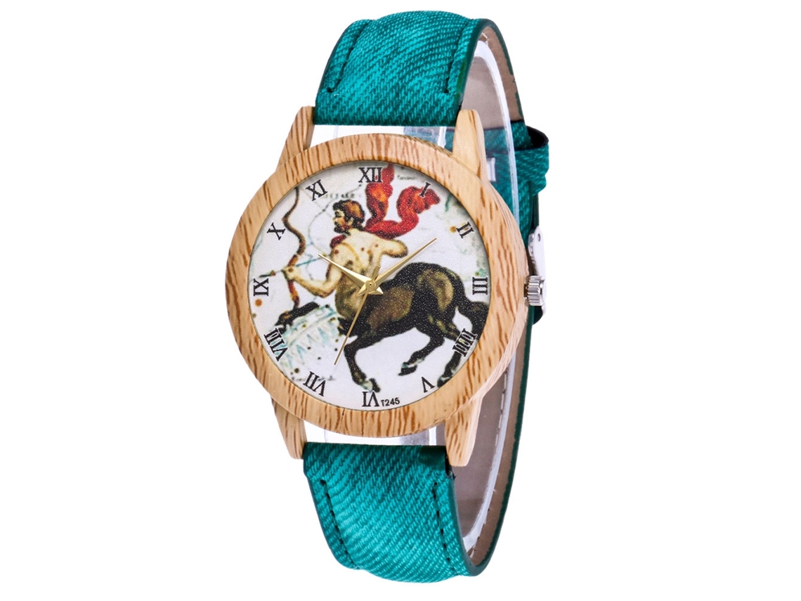 Reloj De Pulsera Unisex Con Correa De Tela Vaquera Zhoulianfa, Estilo Informal Verde.
