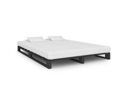 Estructura De Cama De Palets Madera Maciza Pino Gris 120x200 Cm