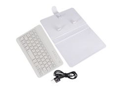 Capa Flip Com Teclado Bluetooth Sem Fio Universal Para Celulares Ios/android Branco Com Suporte