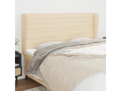 Cabecero Con Orejas De Tela Color Crema 183x23x118/128 Cm