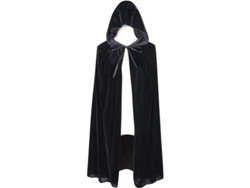 Capa Con Capucha De Terciopelo Para Niños Para Halloween, Navidad, Fiestas De Disfraces (negra)