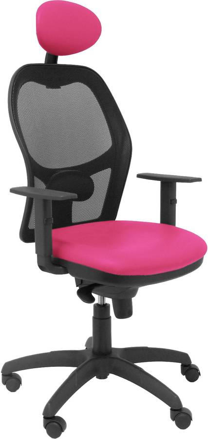 Silla de Escritorio Ejecutiva PIQUERAS Y CRESPO Jorquera Rosa y Negro (Cabecero fijo - Malla y Similpiel)