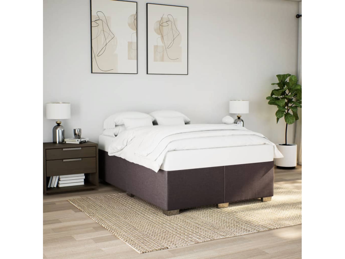 Cama Sin Colchón De Tela Marrón Oscuro 160x200 Cm