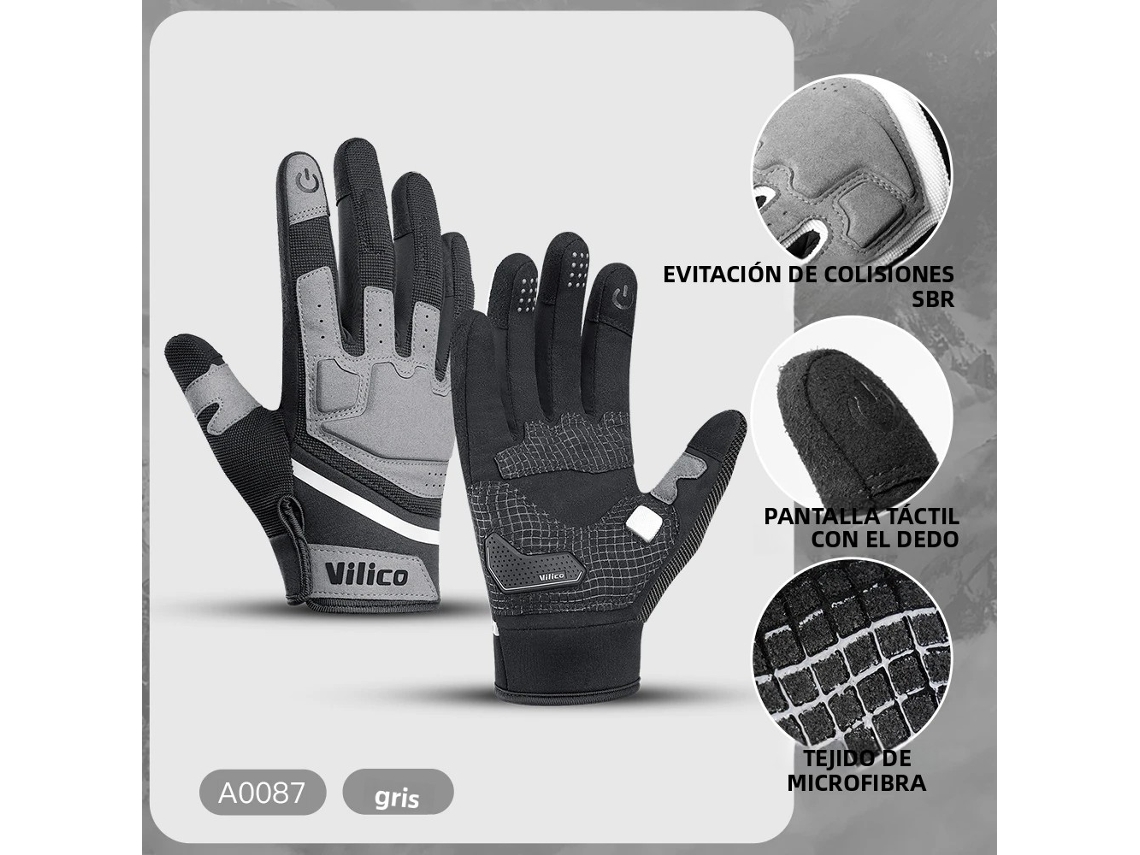Luvas de Ciclismo Profissionais, Resistentes À Abrasão, em Microfibra, Antiderrapantes. MDUG (cinza G)