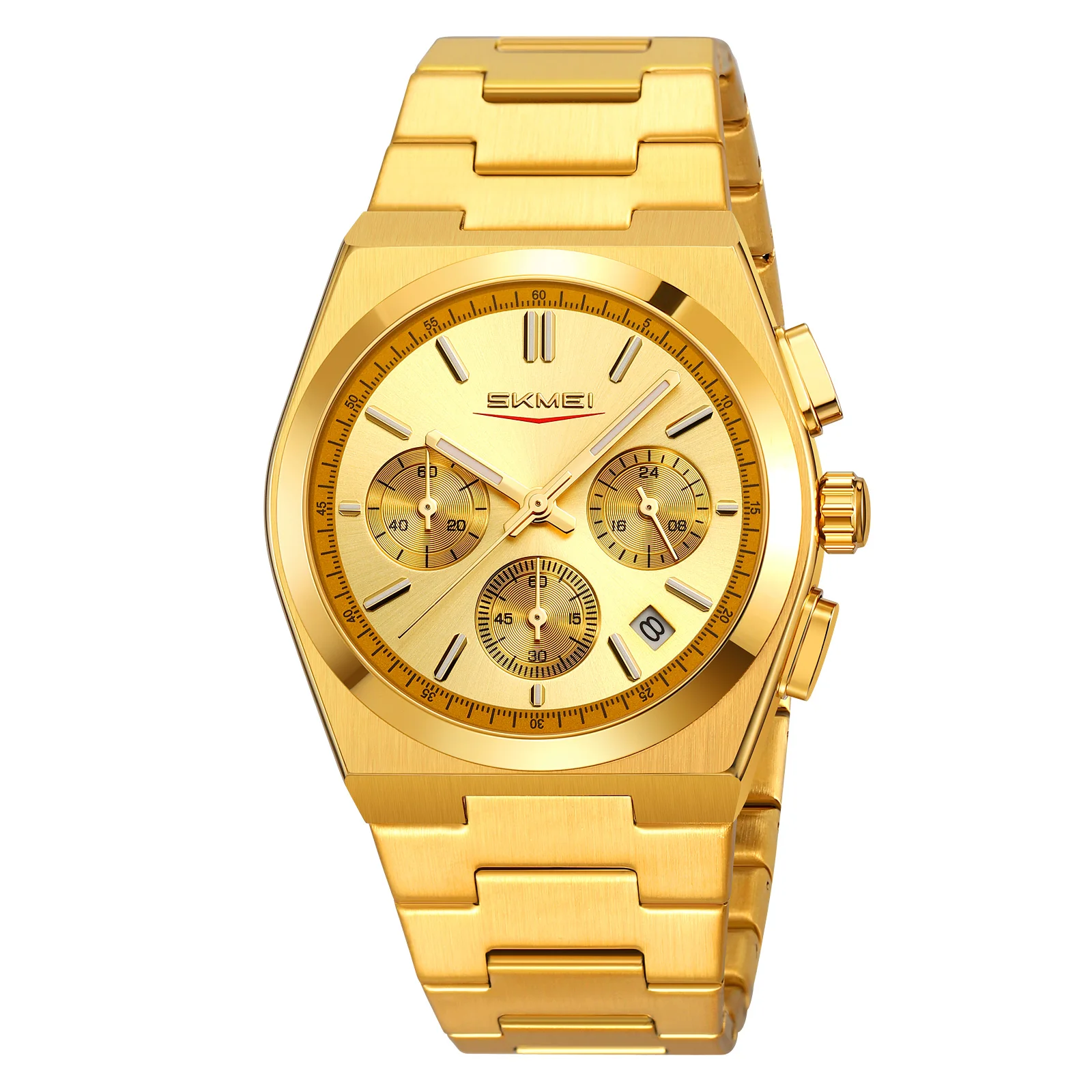 Reloj Electrónico De Lujo Con Doble Pantalla (dorado)material De Acero Inoxidable, Resistente Al Agua, Reloj De Pulsera Elegante Para Negocios