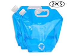 Bolsa de agua plegable de 2 piezas, 10 L, para camping y actividades al aire libre.