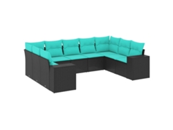 Maison Exclusive - Conjunto De Sofá De Jardín De 9 Piezas Con Cojines, De Poliratán Negro
