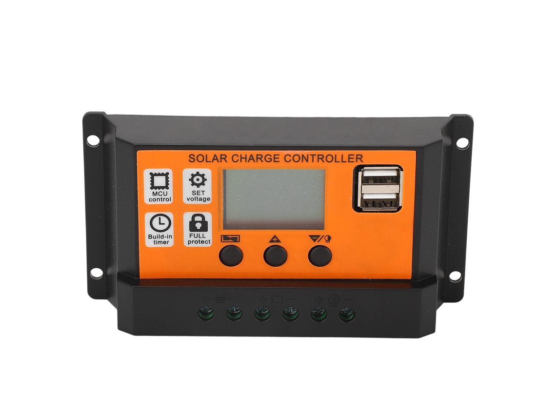 Controlador De Carga Solar Con Display Lcd 10a 12v 24v Para Baterías Ácido Y Litio