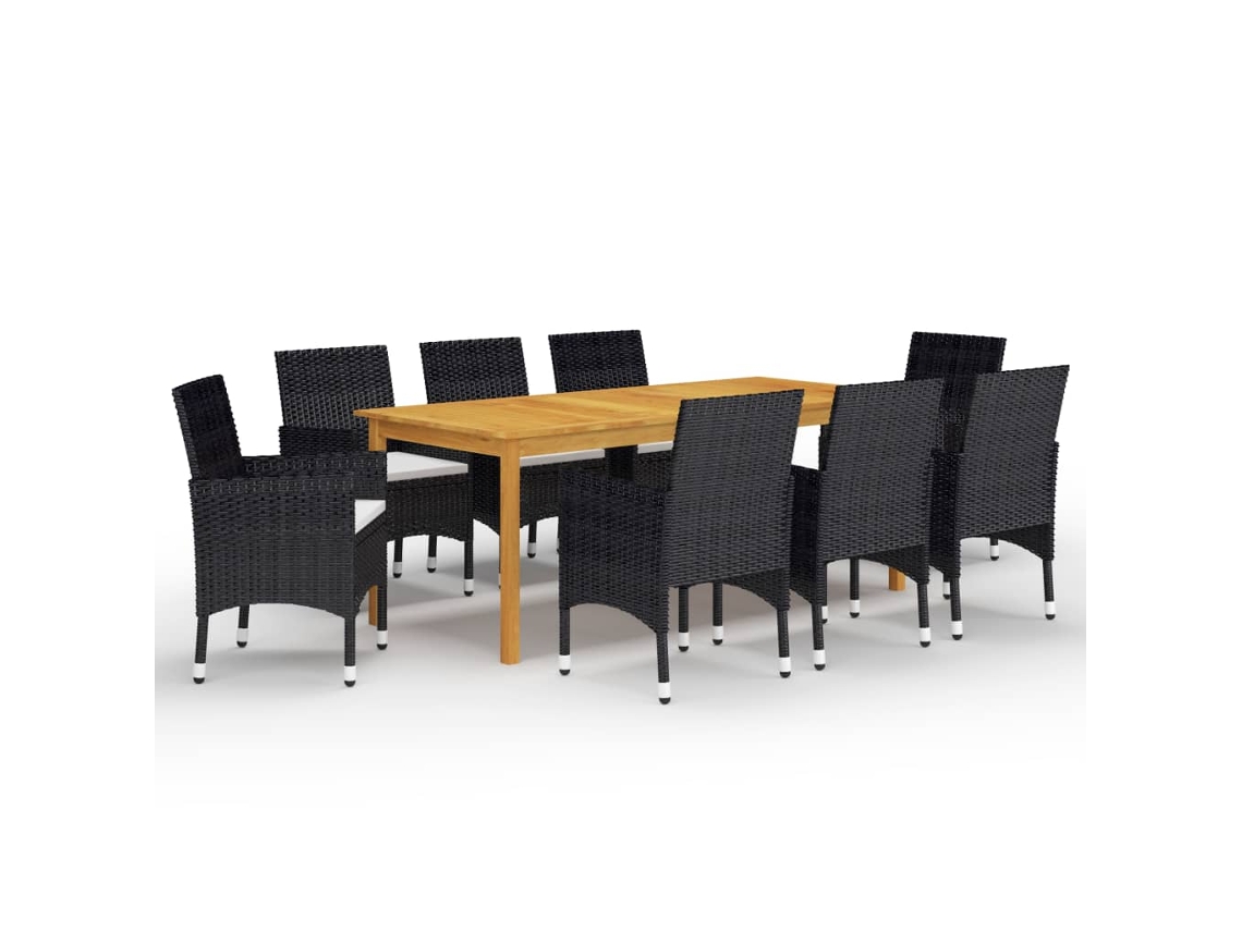 Juego de comedor de jardín negro de 2 piezas Dkd Home Decor