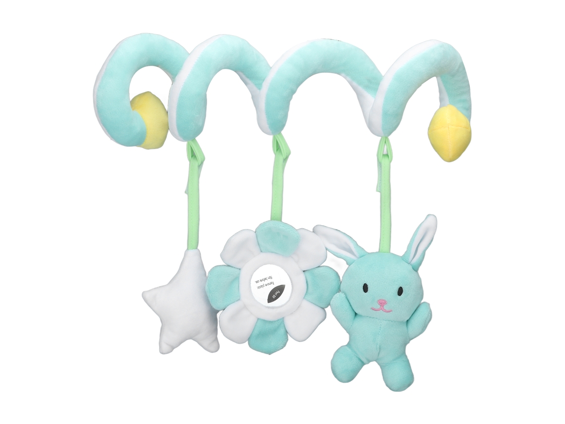 Juguete Colgante Para Bebé: Conejo De Peluche Verde En Espiral Para Actividades En Cochecito O Cuna.