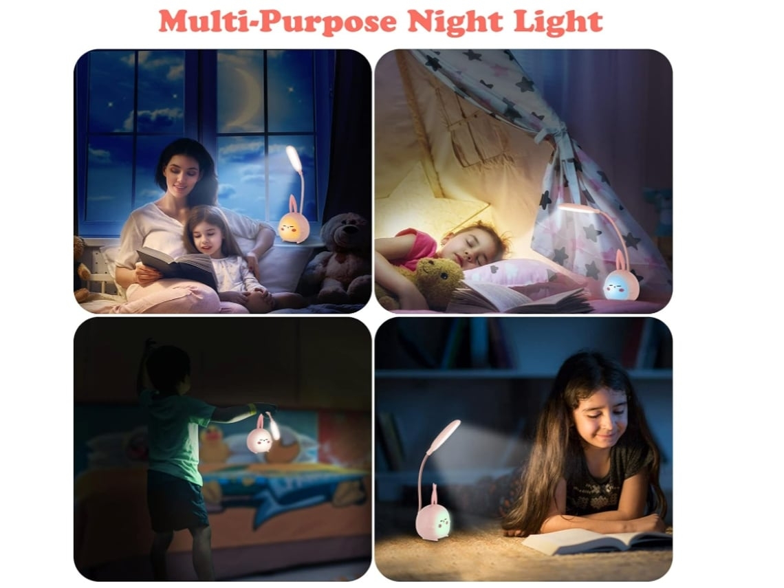 Lámpara de mesa LED plegable para leer, bonita lámpara de mesa para niños o niñas, color rosa navideño de Facpoet