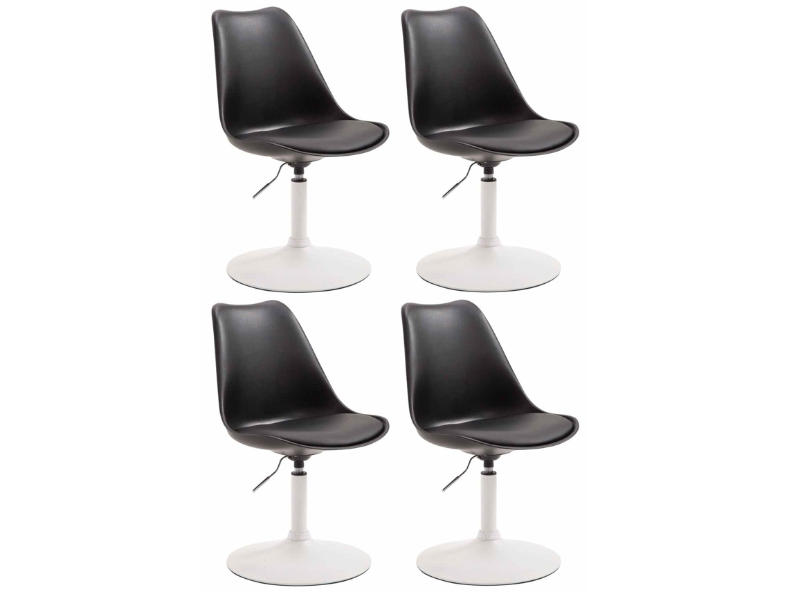 Juego de 4 sillas de comedor Maverick de plástico negro/blanco CLP