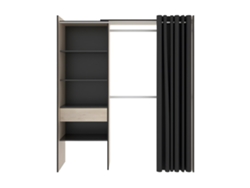 Kit Vestidor con Cajón y Cortina DKIT Suit (Natural/Grafito - 205x160x50 cm)