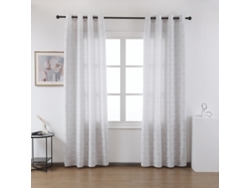 Cortina de tela con cuerpo con estampado de líneas cruzadas gris claro 140 x 260 cm - Individual