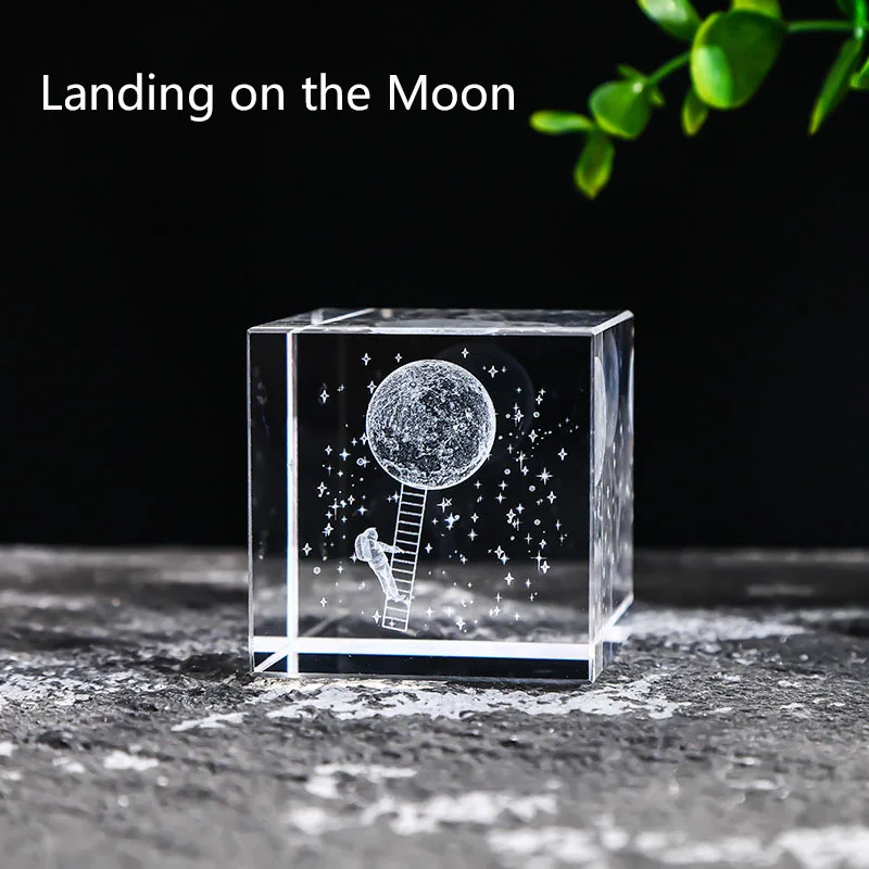 (estilo 1 40 Mm) Cubo Cuadrado De Cristal Grabado Con Láser 3d Serie Astronómica